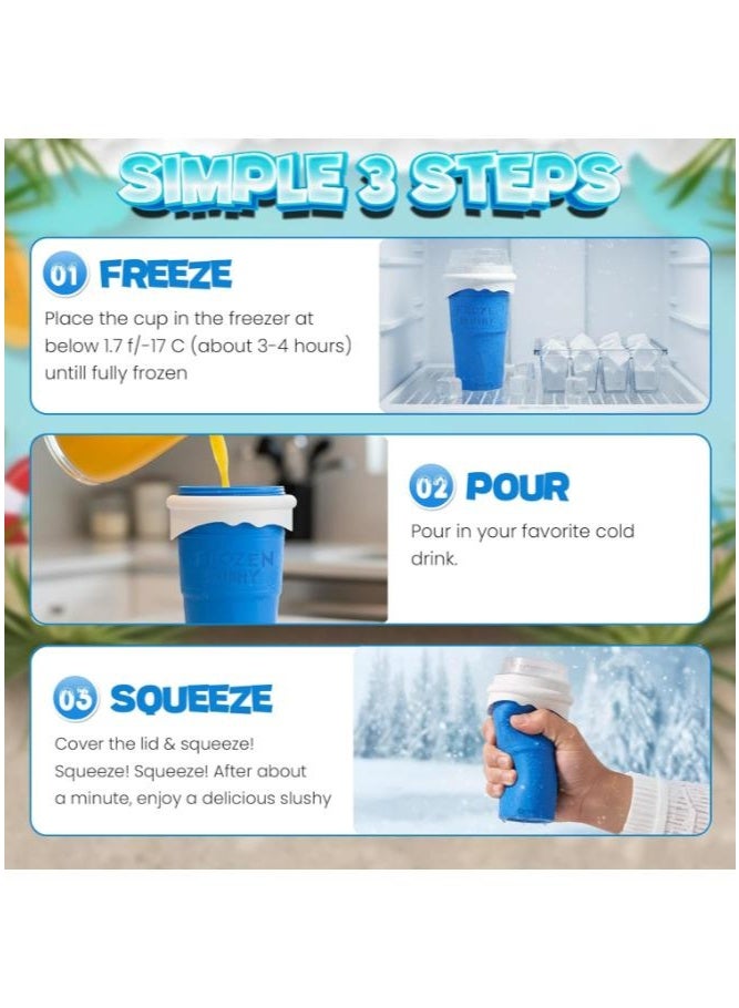 Eoptify أكواب السلاش، صانعي السموذي المجمد السريع السحري، كوب السلاش المنزلي، أكواب صانعة السلاش المحمولة للعصائر، الحليب والآيس كريم، كوب سيليكا مزدوج الطبقة مع أغطية وقشة - Image 3